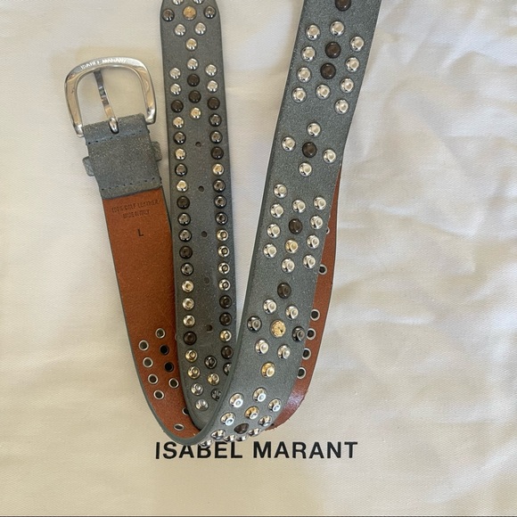 ISABEL MARANT devis studded “greyish blue” suede belt - size large - Picture 7 of 7
